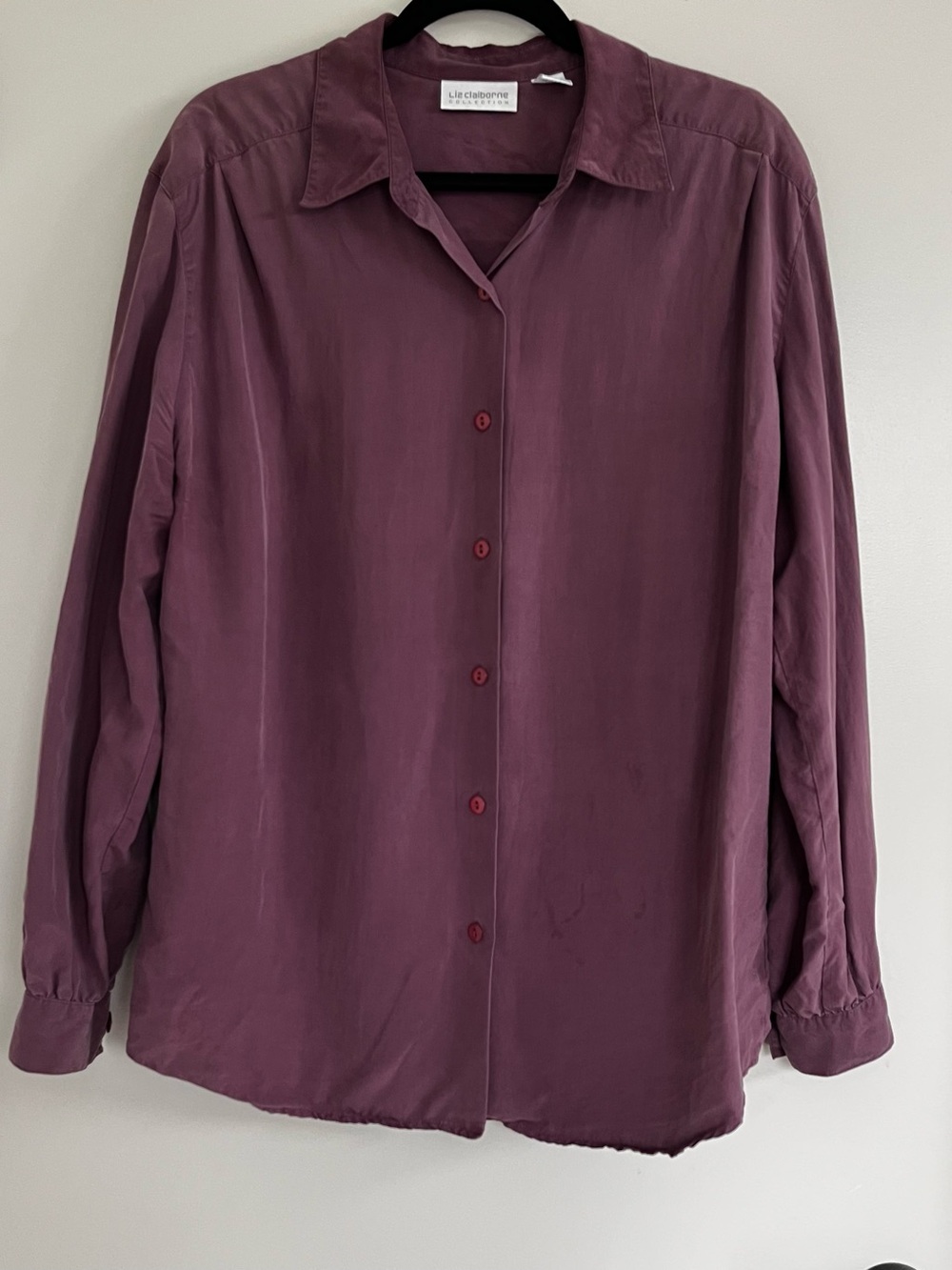 Liz Claiborne Mauve-Purple Silk Button-Up Blouse